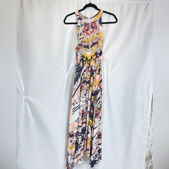 Womens Dress Small? Floral Printed Halter Cinch Waist A Line Dress - Picture 5 of 16